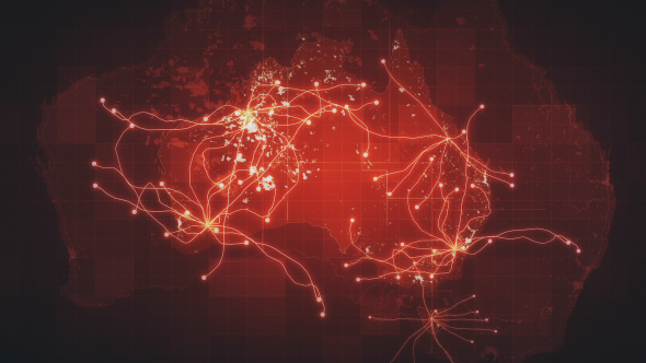 Red Australia Map Network Rollback 4K