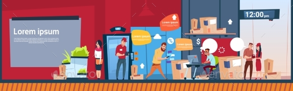 Courier Man And Woman Carry Boxes Delivery Package - Miscellaneous Vectors