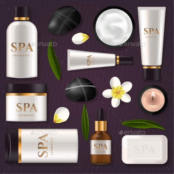 Tube Cream or Lotion Spa Ad Pack Boxes Realistic - Landscapes Nature