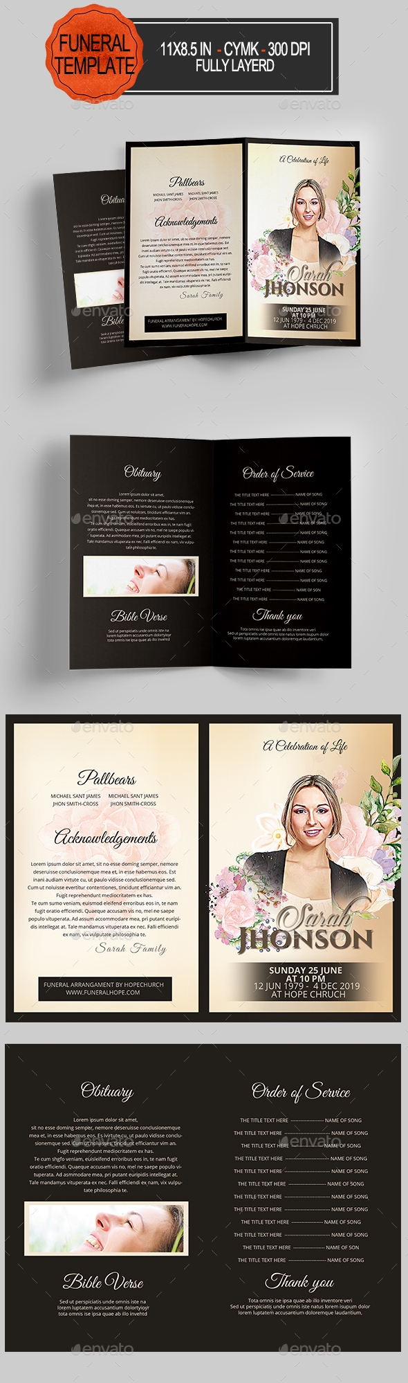 Funeral Program Template - Informational Brochures
