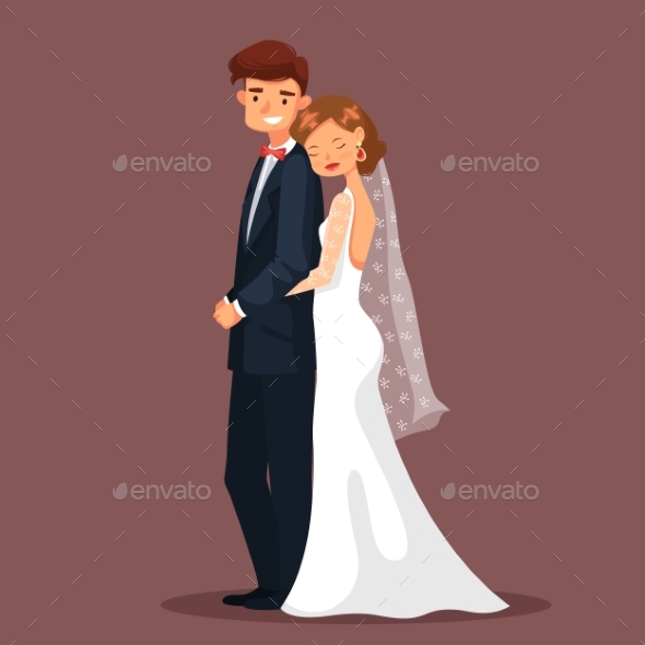 Man and Woman, Bride and Husband Hug at Wedding. - People Characters