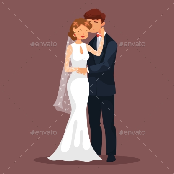 Woman Caress Her Man at Wedding, Loved Couple - People Characters