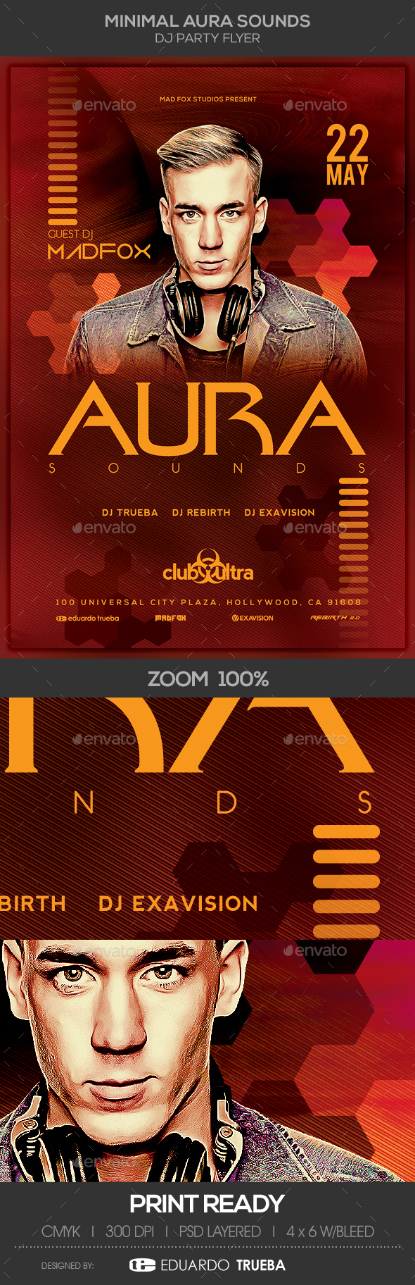 Minimal Aura Sounds Dj Party Flyer - Clubs & Parties Events
