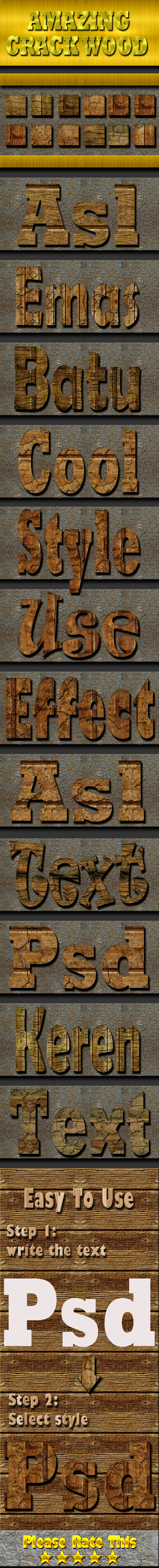 Cracked Wood Text Effect Style - Styles Photoshop