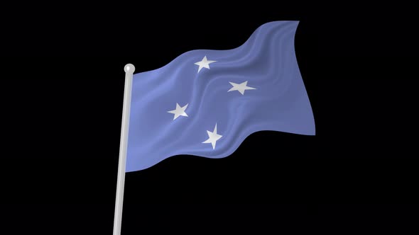 Micronesia Flag Wavy Animated On Black Background alt