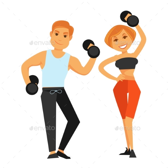Fitness Boy and Girl Doing Exercises - Sports/Activity Conceptual