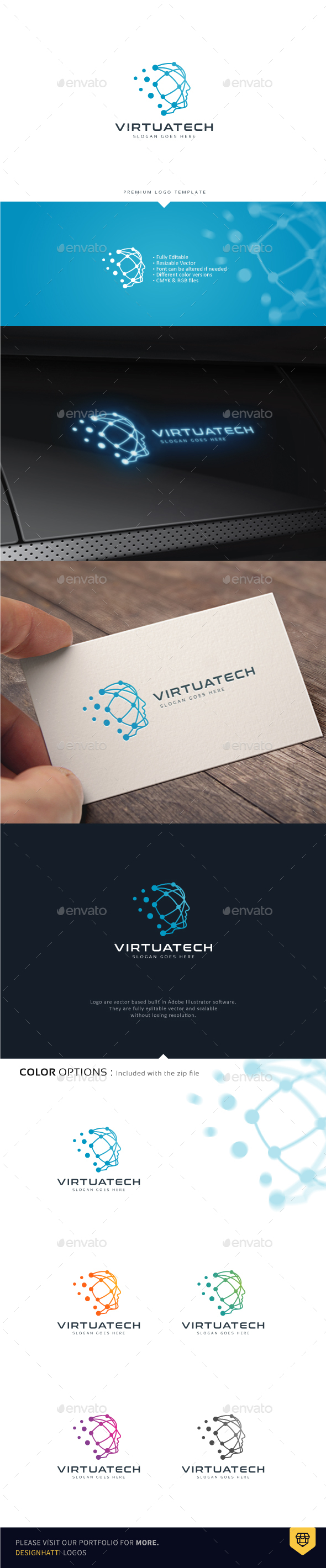 Human Head Virtual Technology - Humans Logo Templates