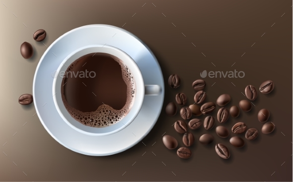 Coffee Cup with Coffee Beans - Food Objects