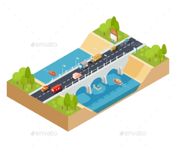 Vector 3D Isometric Cross Section of a Landscape - Landscapes Nature
