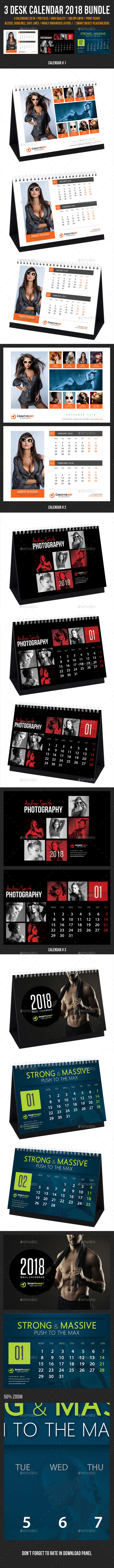 3 in 1 Creative Desk Calendar 2018 Bundle 04 - Calendars Stationery