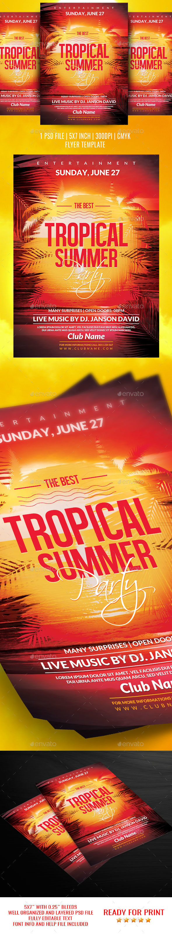 Tropical Summer Flyer Template - Flyers Print Templates