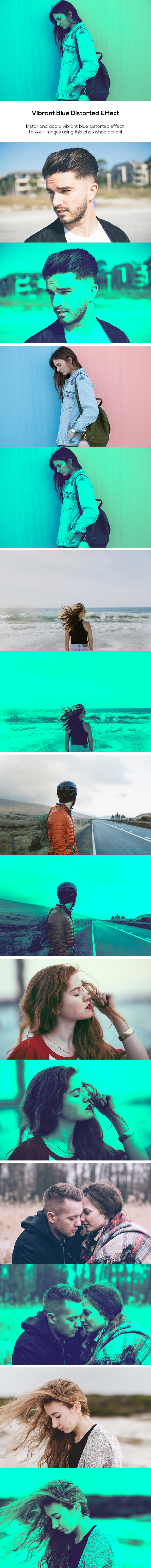 Vibrant Blue Distorted Effect - Photo Effects Actions
