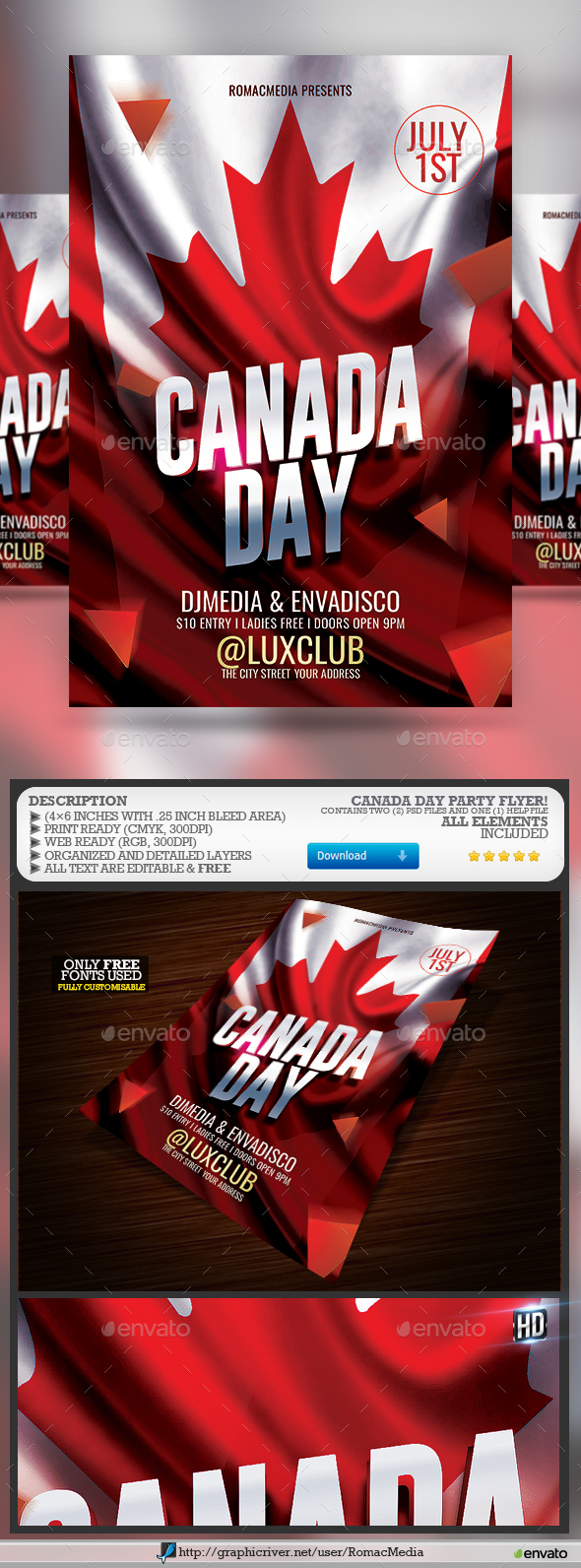 Canada Day Flyer - Clubs & Parties Events