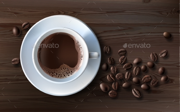 Coffee Cup with Coffee Beans - Food Objects