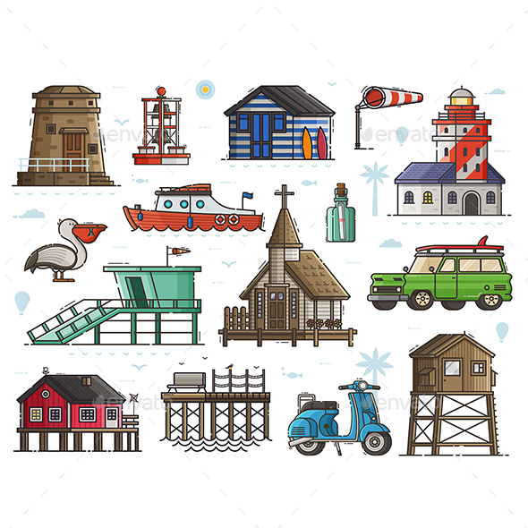 Travel Seaside Fishing Village Set - Travel Conceptual