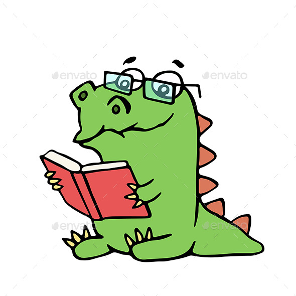 Dragon Sits and Reads a Book - Monsters Characters