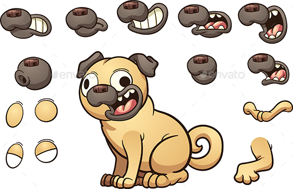 Cartoon Pug - Animals Characters