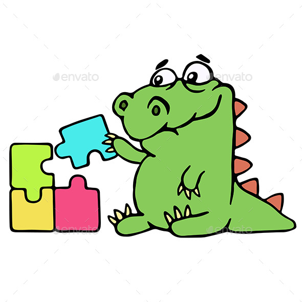 Cartoon Dinosaur Assemble the Puzzles - Concepts Business