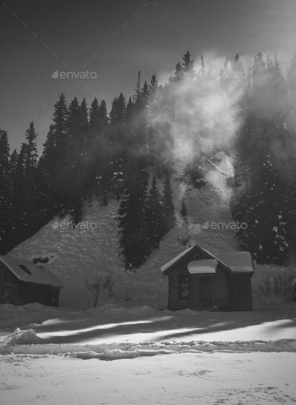 Cabin with smoke Stock Photo by willmilne | PhotoDune