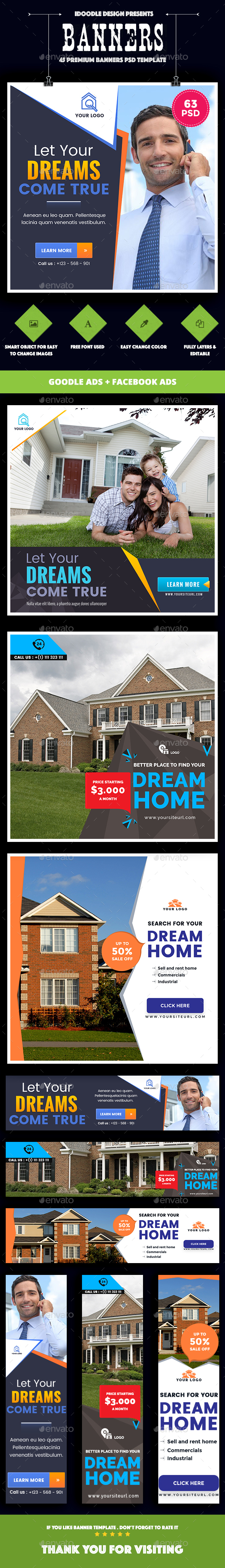 Bundle Real Estate Banners Ad - 04 Sets - Banners & Ads Web Elements