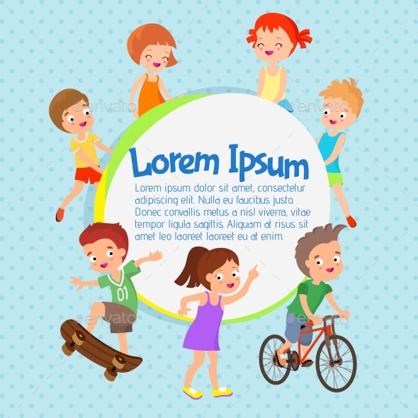 Cartoon Vector Kids Poster. Fun Children - People Characters