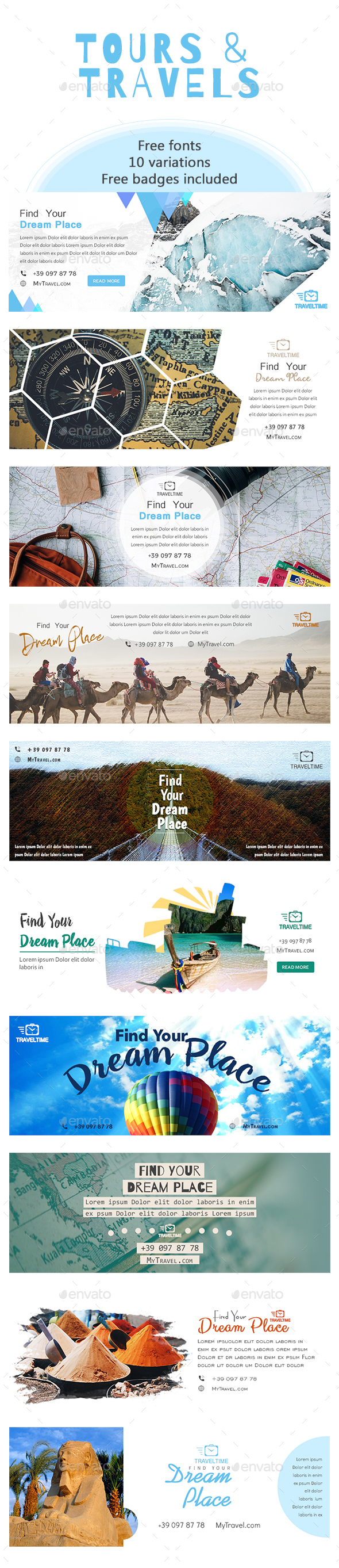 Tours & Travels Banners - Banners & Ads Web Elements