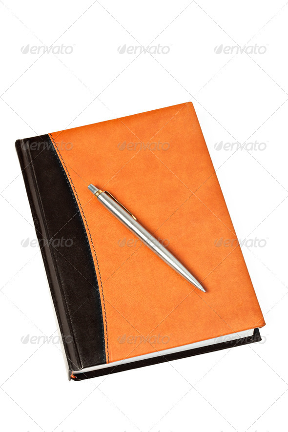 Diary and pen on table isolated - Stock Photo - Images