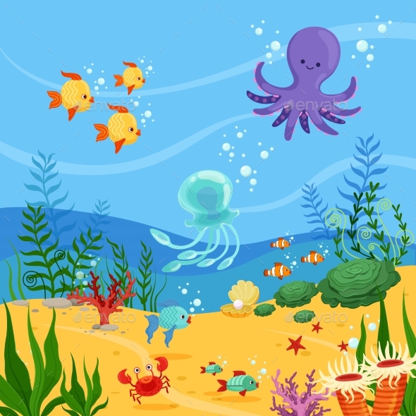 Underwater Background Illustration with Ocean - Miscellaneous Vectors