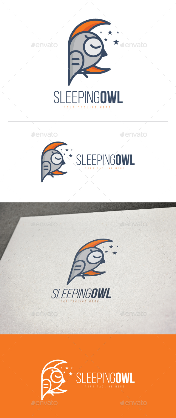 Sleeping Owl Logo - Animals Logo Templates