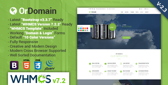 OrDomain | Responsive HTML5 WHMCS Hosting Template - Hosting Technology