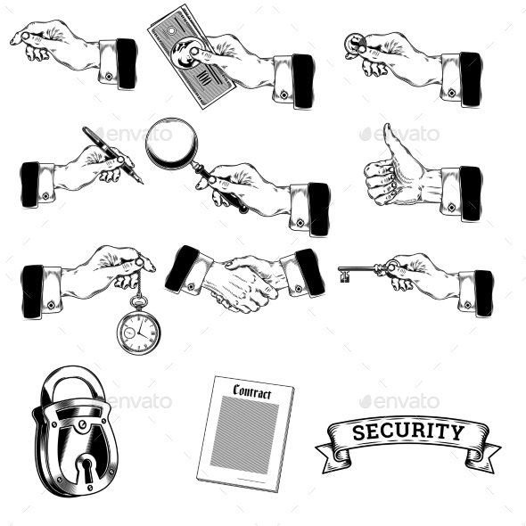 Set of Icons of Mens Hands - Concepts Business