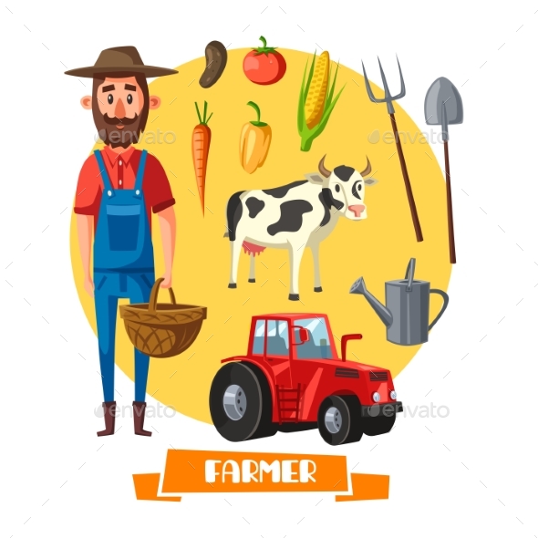 Farmer Profession and Farm Agriculture Vector - People Characters