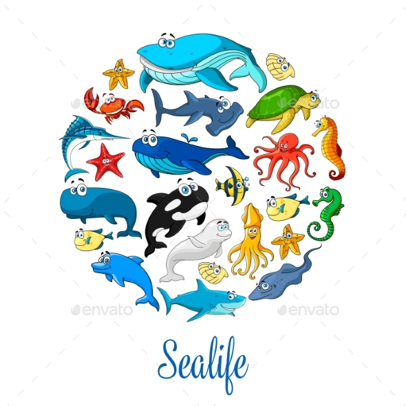 Sea Ocean Cartoon Animals - Animals Characters