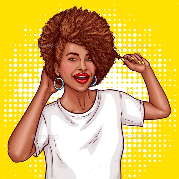Pop Art Illustration of a Black Woman - People Characters