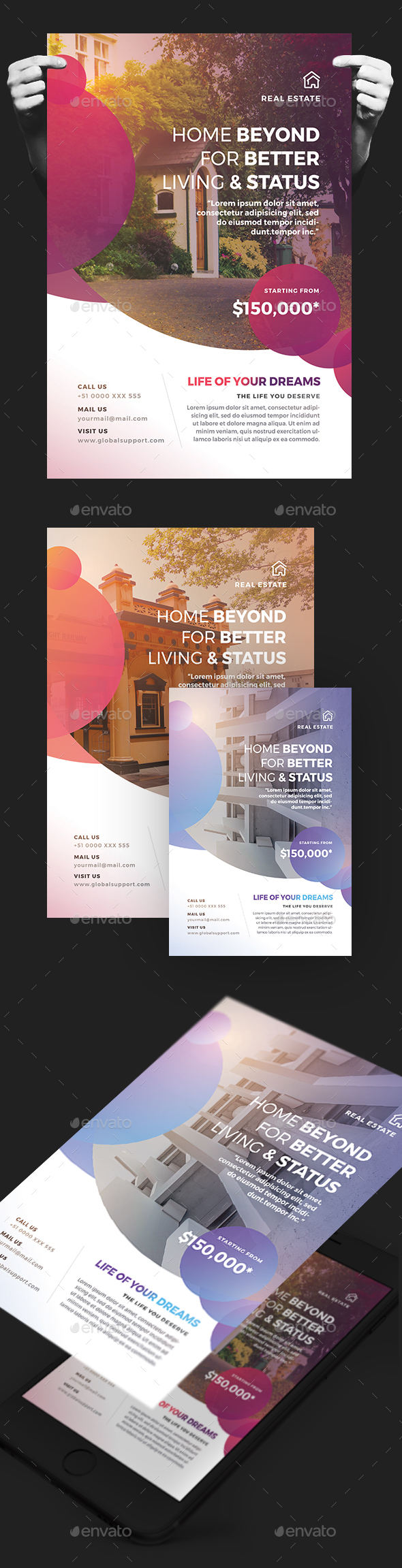 Creative Colorful Real Estate Flyer - Corporate Flyers