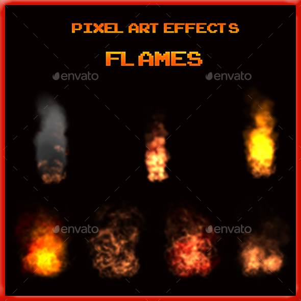 Pixel Art Effects-Flames - Sprites Game Assets
