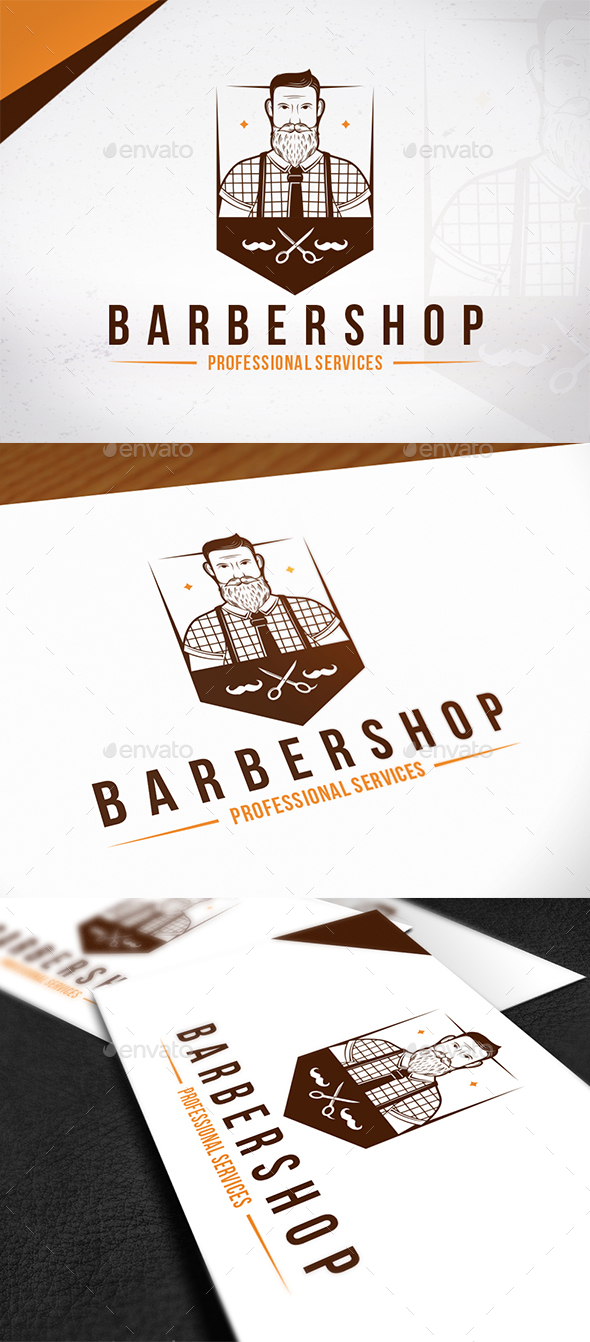 Hipster Barber Shop Emblem Logo - Humans Logo Templates
