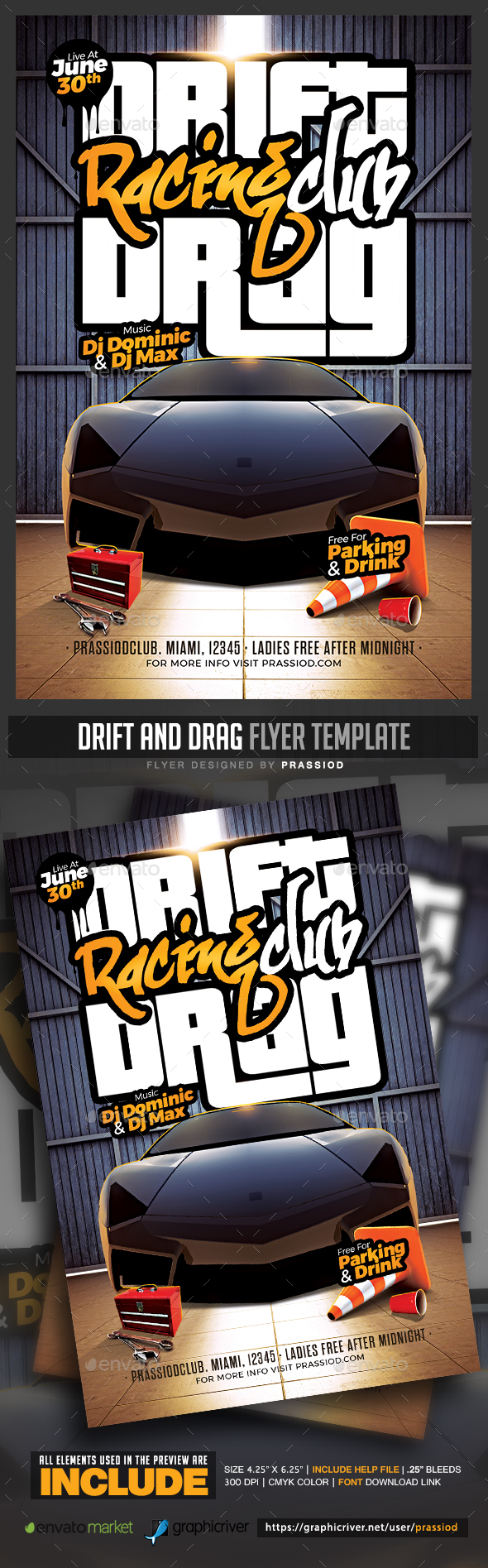 Drift And Drag Flyer Template - Miscellaneous Events