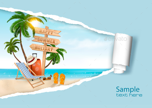 Summer Vacation Background. Vector. - Travel Conceptual