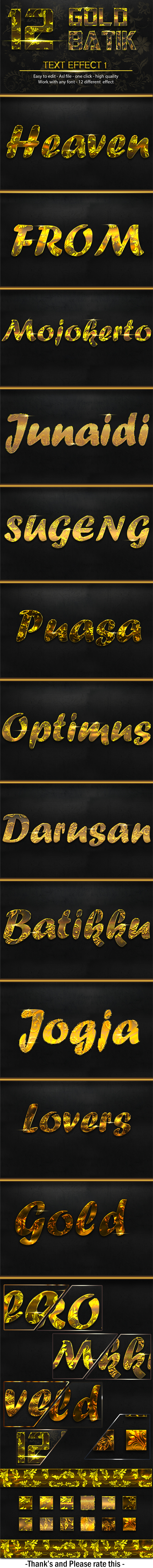 12 Gold Batik 1 - Text Effects Styles