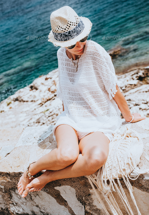 Beauty woman at the seaside - Stock Photo - Images