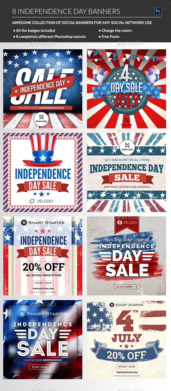 July 4th Banners - Banners & Ads Web Elements