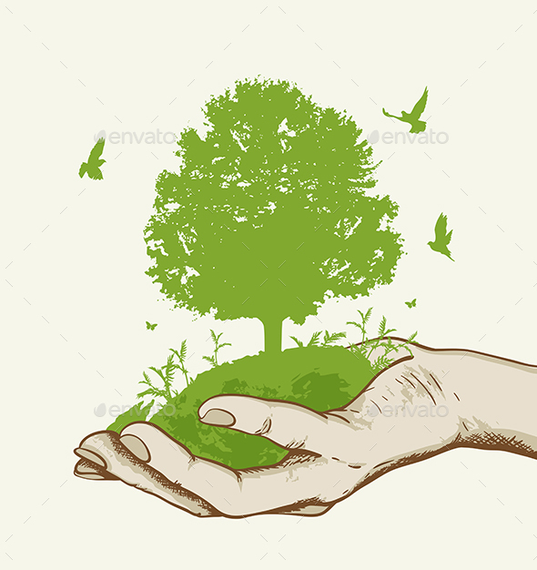 Green Tree in the Hand - Miscellaneous Vectors