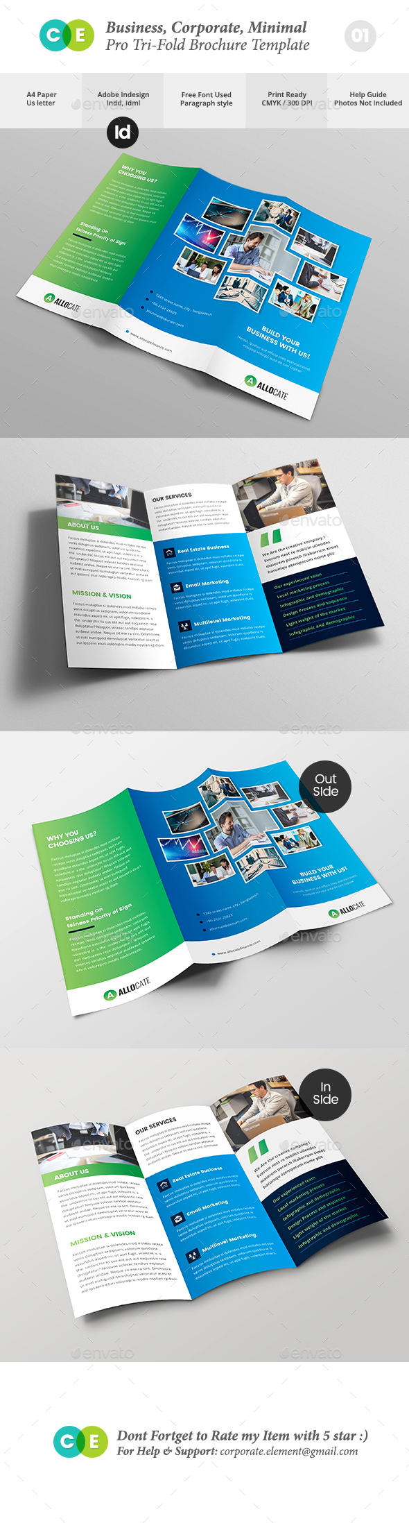 Business Clean Corporate Pro Tri-Fold Brochure V01 - Brochures Print Templates