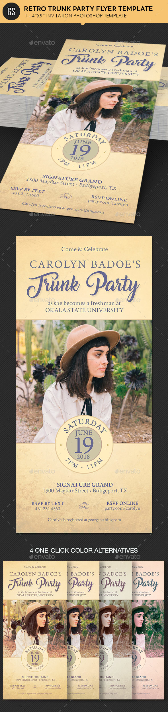 Retro Trunk Party Flyer Template