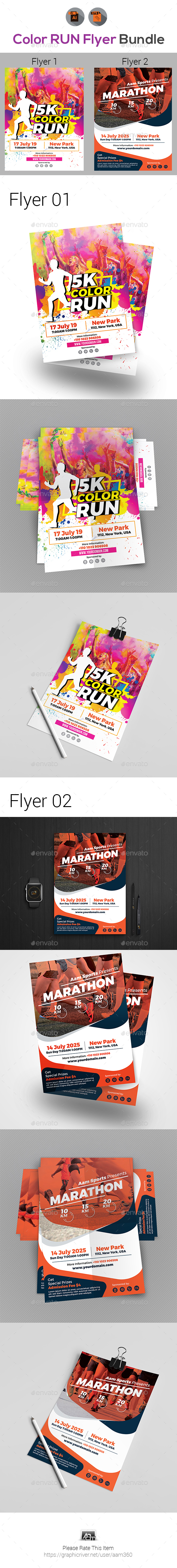 Color Run Flyer Template Bundle - Events Flyers