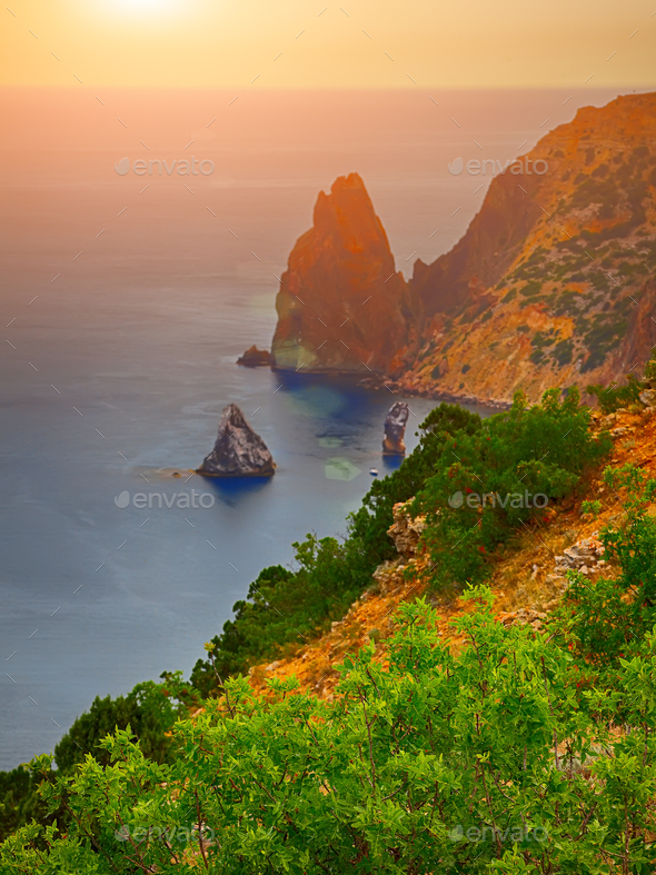 Fiolent , Crimea - sea landscape. Sunset Stock Photo by Pilat666 ...