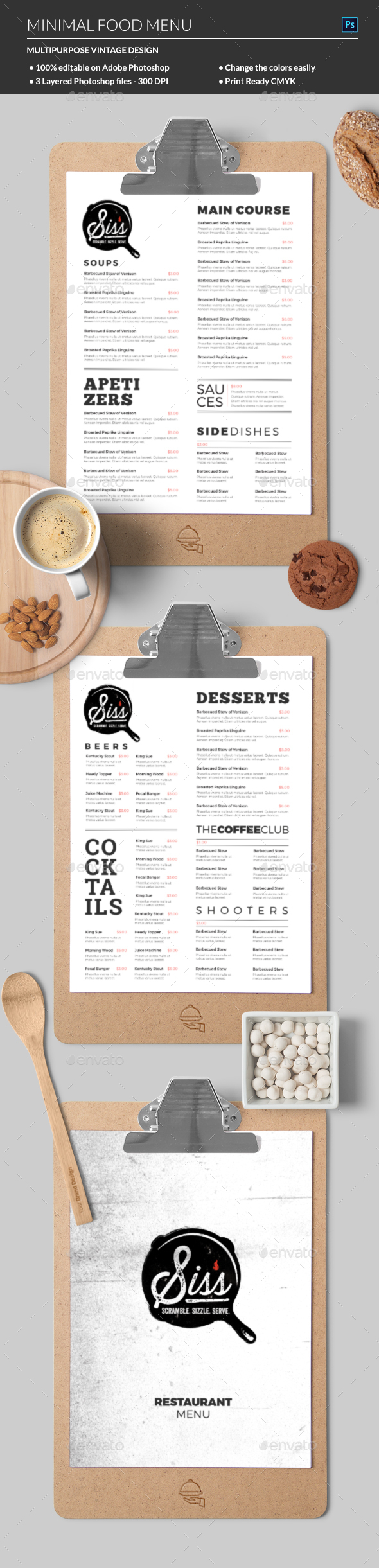 Minimal Food Menu - Food Menus Print Templates