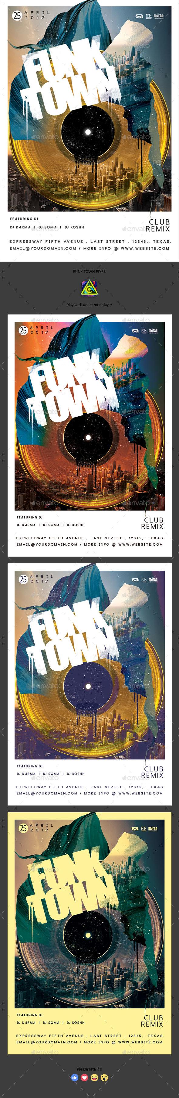 Funk Town Flyer - Clubs & Parties Events