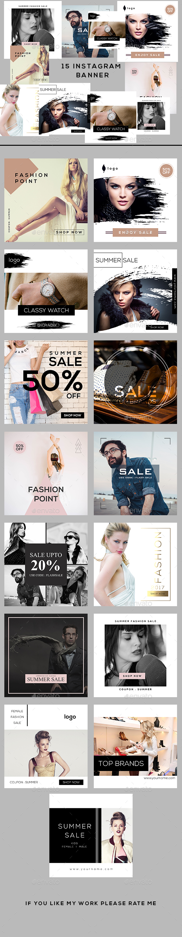 Fashion Instagram Banners - Banners & Ads Web Elements